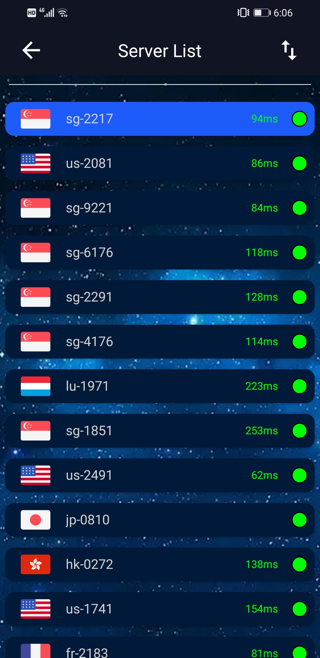 Taurus VPN app screenshot β connected status